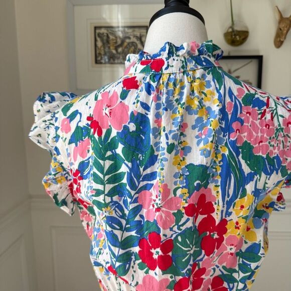 Pinch Paige Bright Days Ahead Floral Cotton Blouson Flutter Dress $98 L - Picture 4 of 9